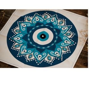 Tamed Wild Evil Eye Altar Cloth White and Blue Witchcraft Witch